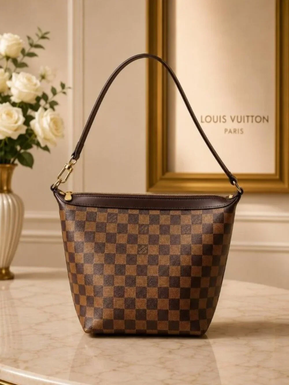 Authentic Louis Vuitton Ilovo MM Damier Ebene Shoulder Bag